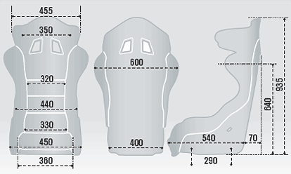 SPARCO（スパルコ）レーシングシート ADV SCX H CARBON サイズチャート