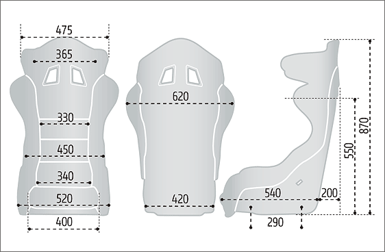 SPARCO（スパルコ）レーシングシート ADV XT サイズチャート