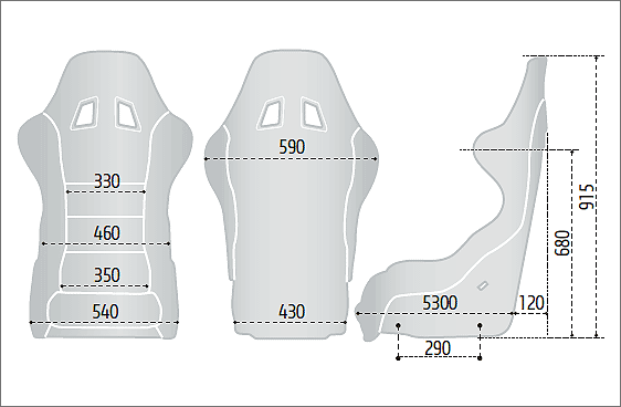 SPARCO（スパルコ）レーシングシート ALPHA サイズチャート