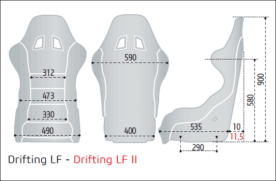SPARCO（スパルコ）レーシングシート DRIFTING LF／LF Ⅱ サイズチャート
